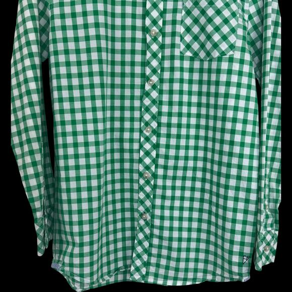 Eddie Bauer Kids XL Green White Gingham Plaid Long Sleeve Button Up Shirt Cotton - Picture 2 of 14